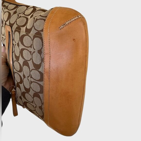 Coach Signature Leather Slim Crossbody Shoulder Bag Vintage M04K 9362 Khaki - Picture 9 of 16